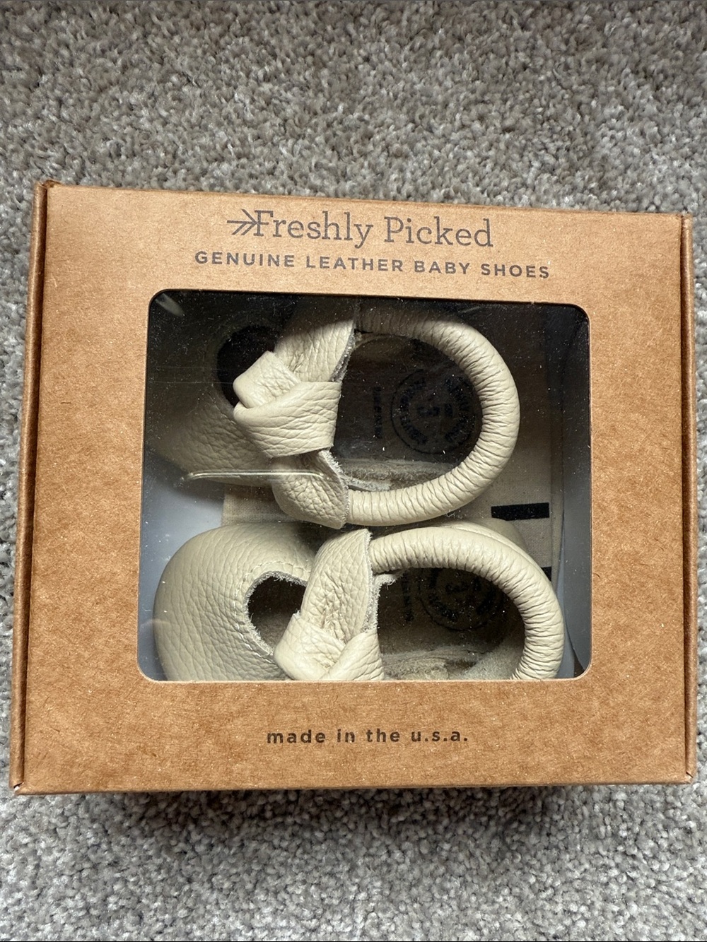 Freshly Picked Leather Knotted Bow Moccasins Baby Shoes in Birch